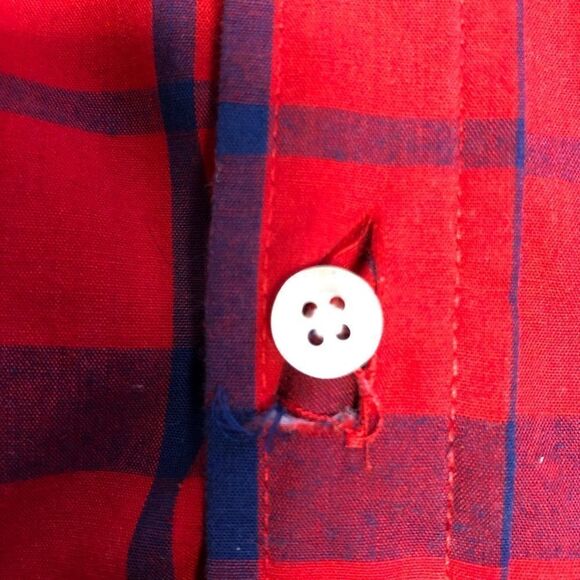 Wrangler Boys Red & Blue Plaid Button Up Shirt, Size XL 14-16 - Picture 6 of 7